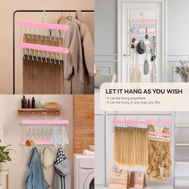 2 Pack Hair Extension Holder & Hanger – Stackable Hair Extension Storage Rack for Styling, Rotatable Braiding Rack Wig Organizer Stand for Wigs, Hairp