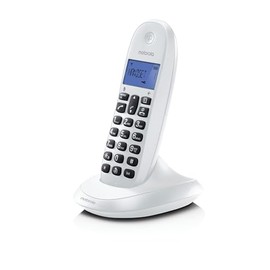 Motorola C1001CBW+ - Digital Cordless DECT Telephone - Call Lock Mode, Caller ID, Hands-Free Calling, Phone Book with 50 Numbers, Backlight Display - White