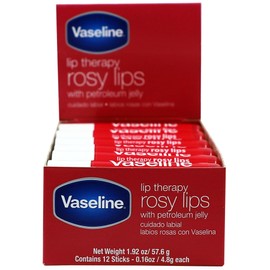 Vaseline Vaseline Lip Rosy, Fast-Acting Nourishment, Ideal for Chapped, Dry, Cracked, or Damaged Lips, Lip Balm,12 Sticks, 1 Box