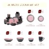A Luxurious Relief pink Ceramic Tableware Set with 48 Pieces