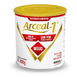 Arceal-1 Suplemento Alimenticio Libre de Isoleucina, Leucina y Valina con Tcm, Vitaminas y Minerales Msud Producto en Polvo con 400 Gr. De 0 a 7 A?os