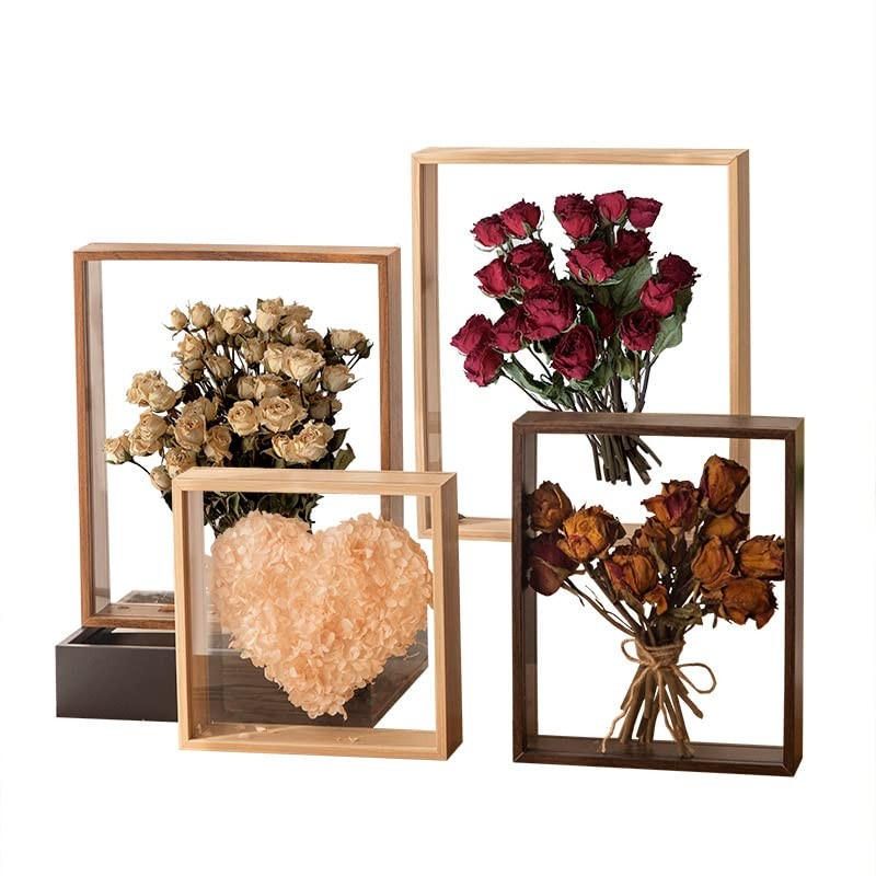 Wooden Dried Flower Photo Frame Dried Flower Display Stand Decorative