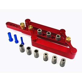 CarAngels Drill Guides Jig Woodworking Drilling Drill Locator Guide Dowel Guide Set Adjustable 6/8/10mm Woodworking Tool Set Aluminum Alloy (Red)