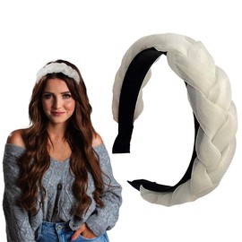 Traziewell White Hair Band Soft Sponge Padded Stretchy Head Bands for Women Wide Plain Outdoor Hair Accessories for Women and Girls, 1 Pcs Hair Styling Accessories for Ladies Hairband 3705