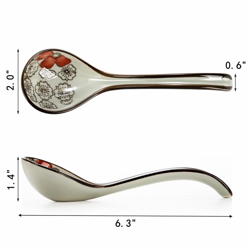 Cididu 8 Pcs Asian Ceramic Soup Spoons, Japanese Ramen Spoon