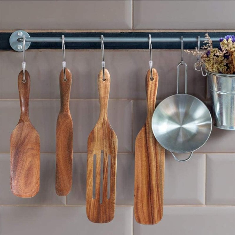 Spurtle Set, Natural Acacia Wooden Kitchen Utensils Set of 4,