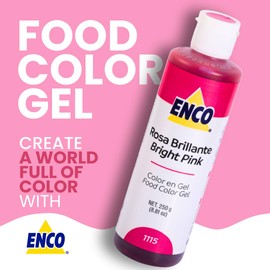 ENCO Food Coloring Gel Bright Pink 8.8 oz (250g) Concentrated, Vegan