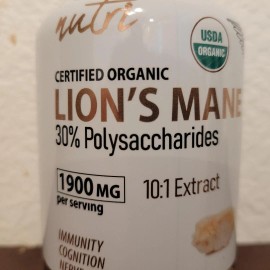 Nutri Nature's Fusions Nutri Organic Lions Mane Supplement 120 Capsules 1900mg