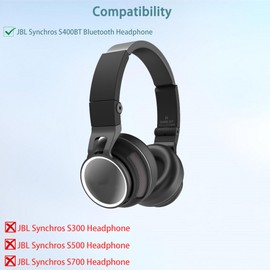 S400BT Ear Pads and Headband, HAIZEEN Ear Pads and Headband Compatible with JBL Synchros S400BT S 400 BT Bluetooth Headphones Ear Pads Replacement Cushion (Stamped Protein Skin/Memory Foam)