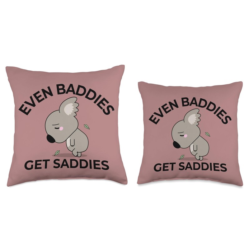 Even Baddies Get Saddies Sad Koala Throw Pillow