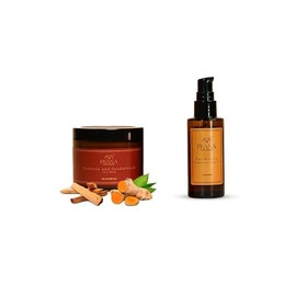 PRANA Beauty Combo - Turmeric and Sandalwood Face Mask + Turmeric Brightening Glow Oil Gift Pack - Skincare, Comfort Set Skin Repair