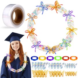 1 Roll Graduation Decorations 2025 Tubing Leis Candy Making Kit - Hawaiian Congrats Grad Ribbon Necklaces Party Supplies(Assembly Needed, Candy not Included)