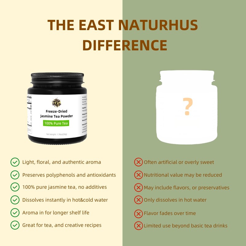 EAST NATURHUS Pure Jasmine Tea Powder – 100% Natural Instant