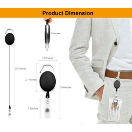 Fushing 5 Colours Retractable Badge Holder Carabiner Reels Key Holder Chains with Metal Split Ring