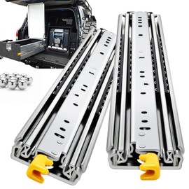 YENUO Heavy Duty Drawer Slides with Lock 12 14 16 18 20 22 24 26 28 30 32 34 36 38 40 44 48 52 56 60 Inch Full Extension Side Mount Ball Bearing Locking Rails Track Glides Runners Load 500 Lbs 1 Pair