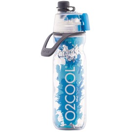 O2COOL Mist 'N Sip Misting Water Bottle 2-in-1 Mist And Sip Function With No Leak Pull Top Spout (Blue Splash)