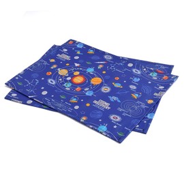COLORFUL CANDY STYLE N3690700 Baby Boys Laminated Placemats Kids Vinyl Easy Care Set of 2 Solar System Planets and Cosmo Planetarium (Royal Blue)