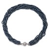 Dark Blue Statement Necklace Multi-layer Beads Crystal Braided Chain Choker