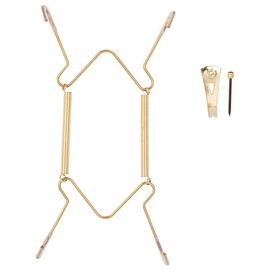 Rocky Mountain Goods Plate Hanger for Wall and Mounting Hardware - Fits Decorative Plates and Platters - Heavy Duty Polished Brass - Non Scratch Hooks - Includes Wall Mount Kit (5" - 8")