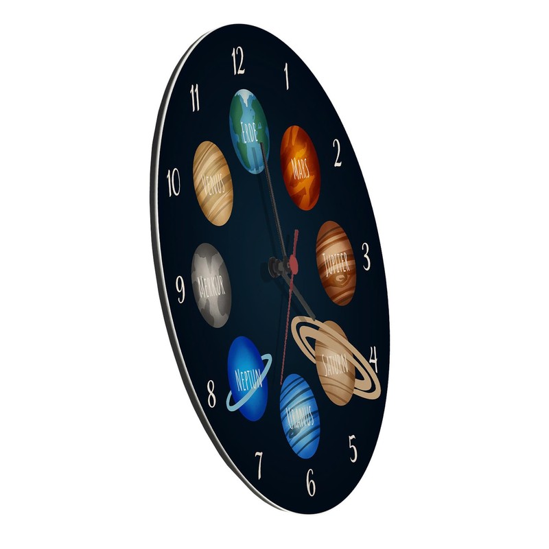 speecheese Planets of the Solar System Wall Clock Aluminium for