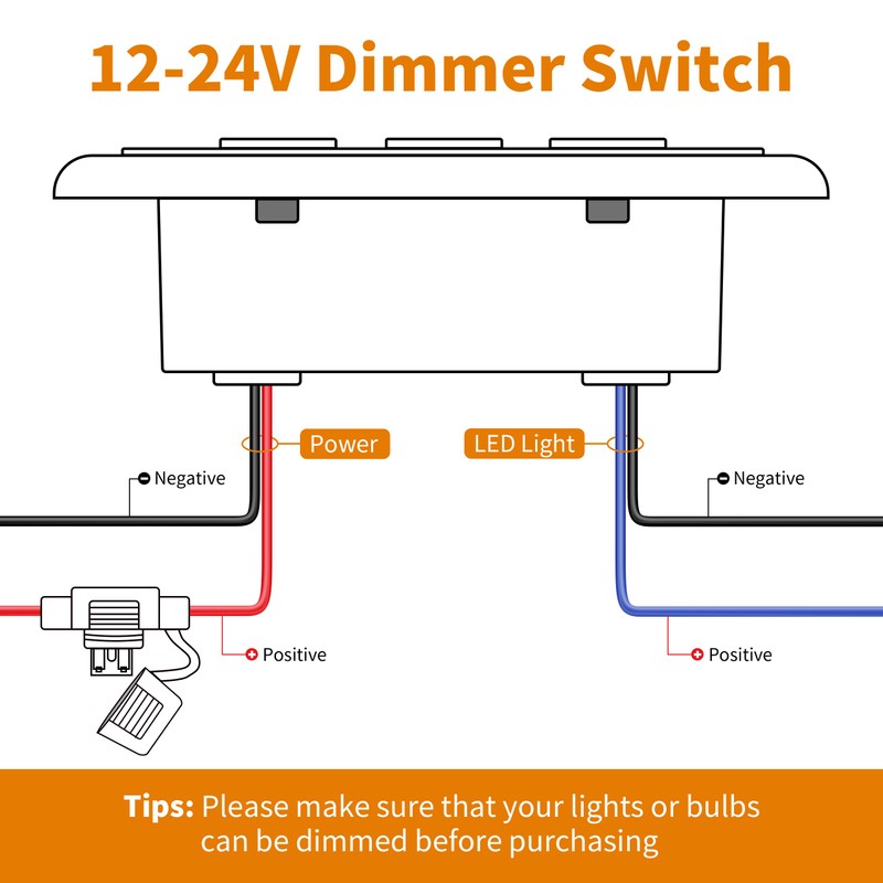 RVZONE 12V Dimmer Switch | 12-24 Volt High Side PWM