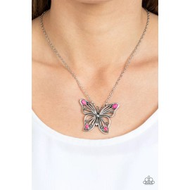 Paparazzi Jewelry Accessories - Badlands Butterfly - Pink Necklace - Vintage