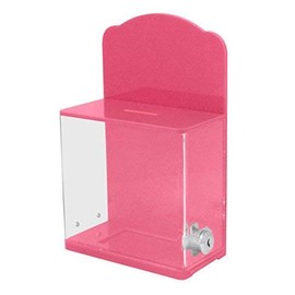 MCB Locked Donation Box with Back Wall Curved Display Area - for Fundraising Donation Box - Ticket Box (Pink)