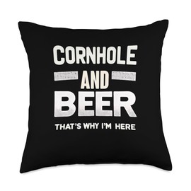 Cornhole and Beer Lawn Game Sport Cornhole Players Throw Pillow