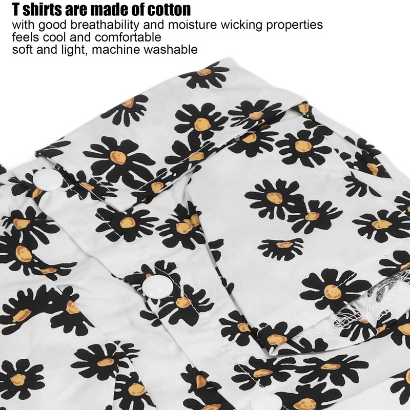 Daisy Print Dog Shirt Soft Breathable Flexible Pet T Shirt