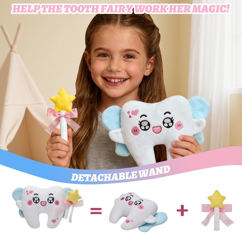 Yulefly Tooth Fairy Pillow Plush Doll for Girls Lost Teeth