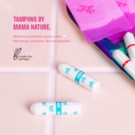 FLO Organic Non-Applicator Highly Absorbent Organic Tampons - Made from 100% Organic Cotton - Biodegradable - 8 Regular, 8 Super Combo - 16 Mix Pack