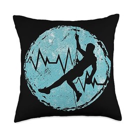 Rock Climbing Harness Freeclimbing Partner Mountains Bouldering Heartbeat Climbing Freeclimber Throw Pillow, 18x18, Multicolor