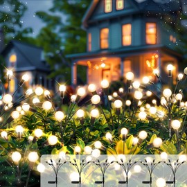 TIALLY 6 Pack Solar Garden Lights Firefly - Solar Fairfly Lights Outdoor Waterproof, Swaying Solar Garden Lights, Solar Fairy Lights, Fairy Lights Solar Powered for Outside - Warm White LED Light