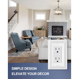 ZILLSEA Pure White Decorator Wall Plates, 4-Pack Switch Plates and Outlet Covers, Metal Wall Outlet Covers for Receptacle, GFCI, Dimmer Switch, 1-Gang, 3.15 ''*4.88'', Midsize