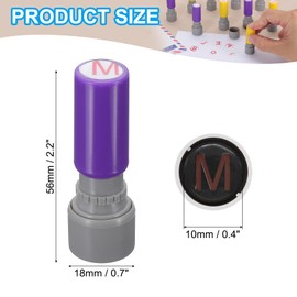 PATIKIL Letter Stamps Self Inking, Character M 7mm Alphabet Teacher Stamp Initial Stamp Mini Ink Stamp with Refill Ink for Class Notebook Scrapbooking DIY Craft, Purple Shell