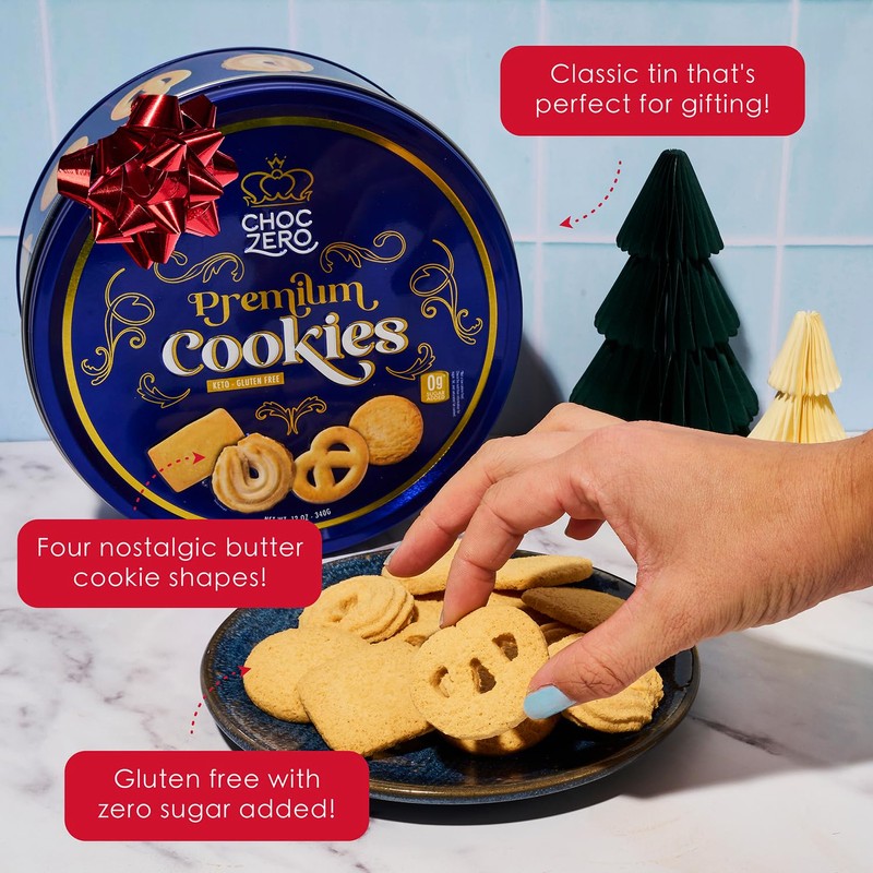 ChocZero Keto Butter Cookies - Sugar Free Danish Shortbread Gift