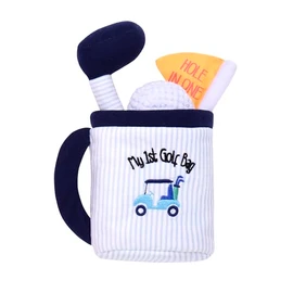 4 Piece Plush My First Golf Play Set with Sensory Toys for Baby, Blue Stripe, 9 inch