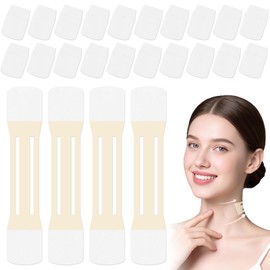 MYMULIKE Neck Tape Lifting Invisible, Neck Wrinkle Patches, High Elastic Breathable Strips Tapes- Tightening & Firming for Necklines, Double Chin, Sagging Skin (4 Strips+20 Patches)