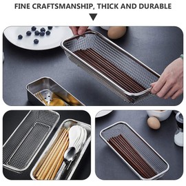 Dishwasher Silverware Cutlery Basket Stainless Steel Flatware Drying Rack Countertop Utensil Holder Silver B | Cabilock