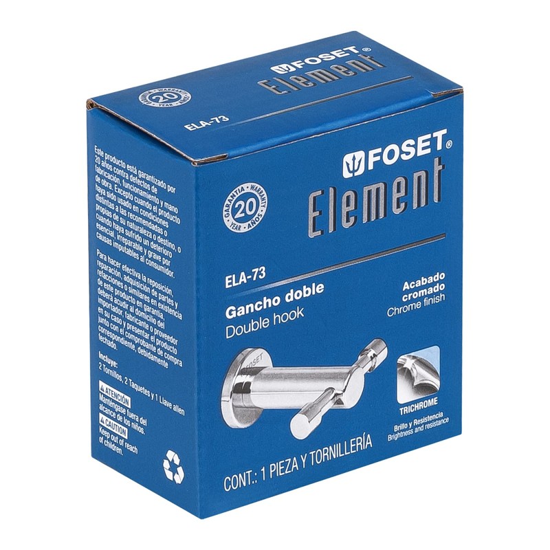 Foset Element ELA-73, Gancho doble para toalla línea Element