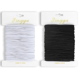 YSWOVUO Elastic Band for Bracelets, 2 Pieces Rubber Cord 1 mm x 20 m, Round Rubber Cord with Spool, Elastic Bead Cord for DIY Jewellery Making Craft Necklaces, White and Black Nylon Thread