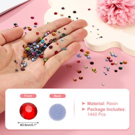 sourcing map 2880 Pcs Hotfix Rhinestone Flatback 2.8mm Gem Crystal Round Resin Trims Beads Gem for Crafts Clothes DIY Decoration Nail Art, (SS10, Red)