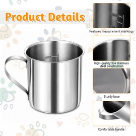 2 Cup Dog Food Scoop, 304 Stainless Steel Pet Food Measuring Cup with Handle Heavy Duty Metal Pet Scoop Rustproof Measuring Scoops for Dogs, Cats, Birds, Rabbits for Dry Foods and Treats