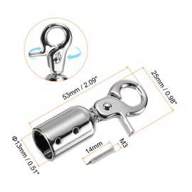 QUARKZMAN Cable End Cap, 13 mm (0.51 Inch) Socket End Cap Terminators, Cord Findings for Making Tassel Bag Straps, Pack of 6, Silver (53 x 25 mm)