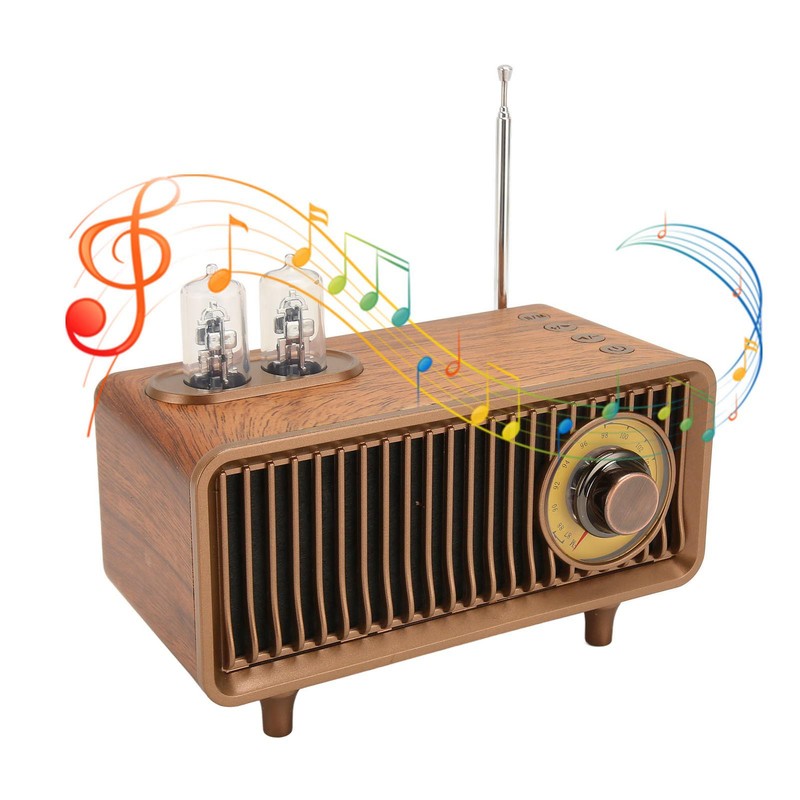 Mini Wooden FM Stereo Sound Radio Vintage Imitation Wood Grain