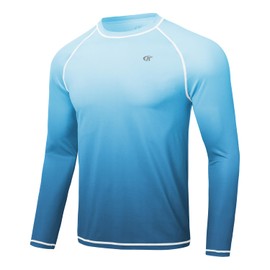 Huayuzh Rashguard UV Shirt Men's Long-Sleeved Swimming T-Shirt Quick-Drying Breathable Surfing Fishing Hiking Top, 8-gradient colour: grey blue, XL
