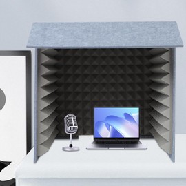 Desktop Soundproof Cover, 60x60CM Portable Recording Booth, Thickened Double-Layer Microphone Isolation Booth Cube, Small Music Recording Studio for Home Studio, Music Recording