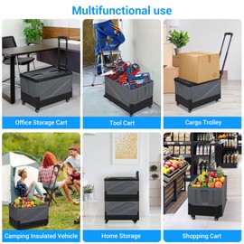 XCBYT Storage Bins with Wheels - Rolling Carts with Wheels for Closet Organizers and Storage Foldable Rolling Cart for Teachers Rolling Crate Collapsible Shopping Cart Black