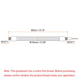 PATIKIL 31.5" Universal Gooseneck Hose, 1 Pcs M10 Fine Thread Bendable Metal Hose Flexible Arm Soft Tube Extension for Lamp, DIY Equipment, Black