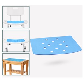 Shower Chair Cushion with Adhesive Backing 14 x 9.5 Inches Waterproof Soft Foam Pad for Bench, Narrow Bath Chair, Bathroom Seat, Universal Fit Non Slip Stool Seat Mat Elderly, Blue (MAT149)